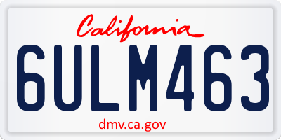 CA license plate 6ULM463