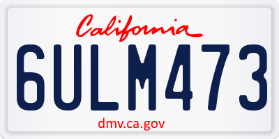 CA license plate 6ULM473