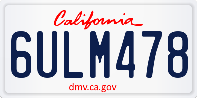 CA license plate 6ULM478