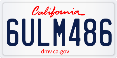 CA license plate 6ULM486
