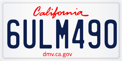 CA license plate 6ULM490