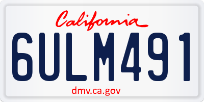 CA license plate 6ULM491