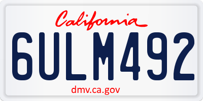 CA license plate 6ULM492