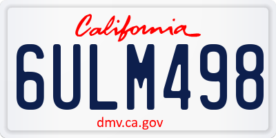CA license plate 6ULM498