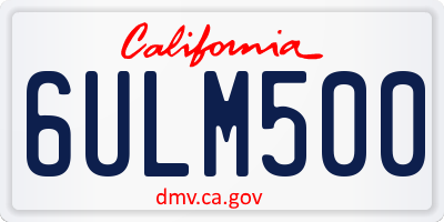 CA license plate 6ULM500