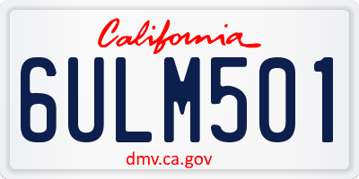 CA license plate 6ULM501