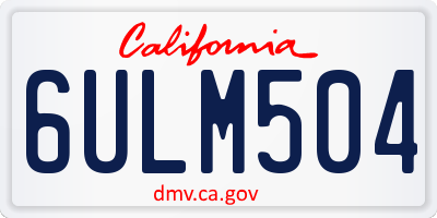CA license plate 6ULM504