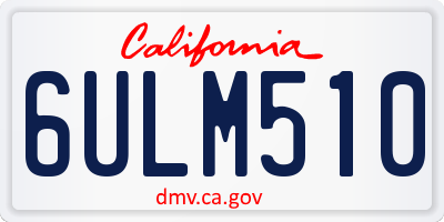 CA license plate 6ULM510