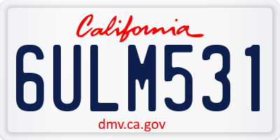 CA license plate 6ULM531