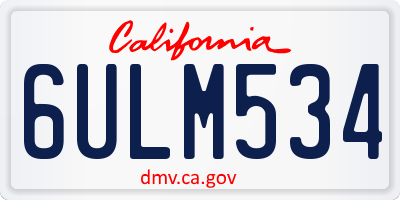 CA license plate 6ULM534