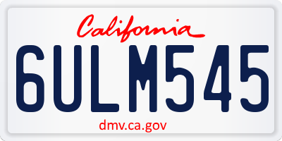 CA license plate 6ULM545
