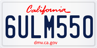 CA license plate 6ULM550