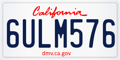 CA license plate 6ULM576