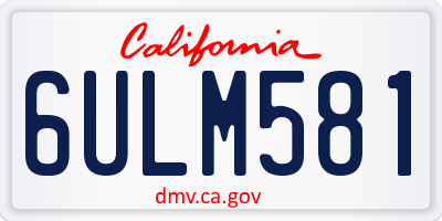CA license plate 6ULM581