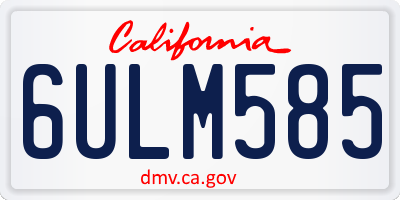 CA license plate 6ULM585