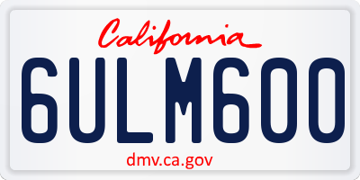 CA license plate 6ULM600