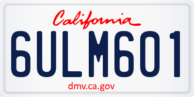 CA license plate 6ULM601