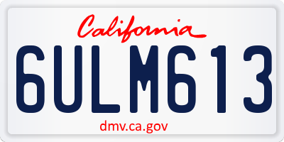 CA license plate 6ULM613