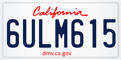 CA license plate 6ULM615