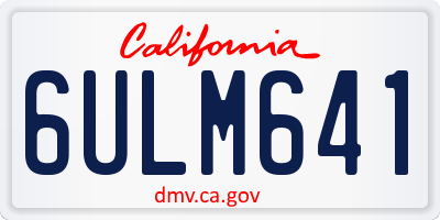 CA license plate 6ULM641