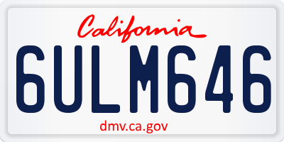 CA license plate 6ULM646