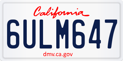 CA license plate 6ULM647