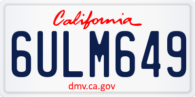 CA license plate 6ULM649