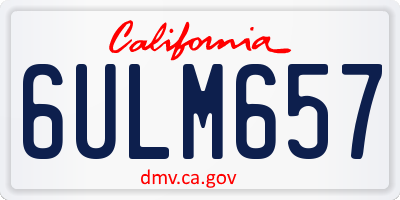 CA license plate 6ULM657