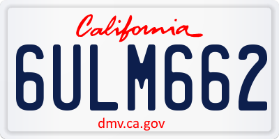 CA license plate 6ULM662