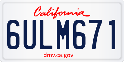 CA license plate 6ULM671