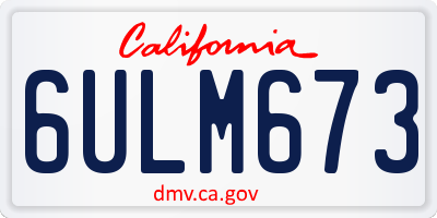 CA license plate 6ULM673