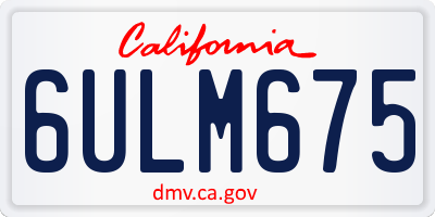 CA license plate 6ULM675