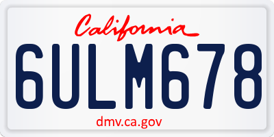 CA license plate 6ULM678