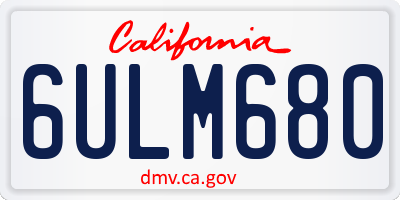 CA license plate 6ULM680