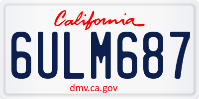 CA license plate 6ULM687