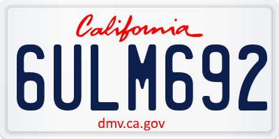 CA license plate 6ULM692