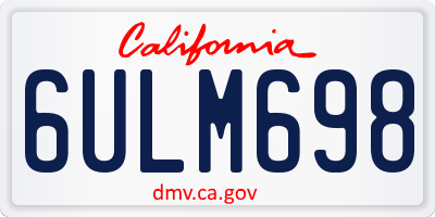 CA license plate 6ULM698