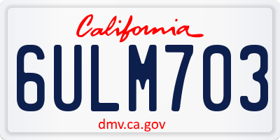 CA license plate 6ULM703