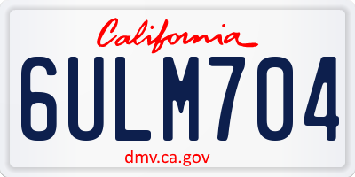 CA license plate 6ULM704