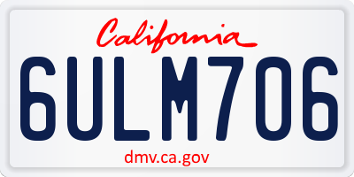 CA license plate 6ULM706