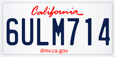 CA license plate 6ULM714