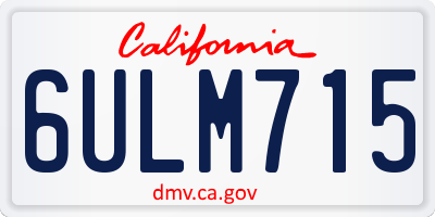CA license plate 6ULM715