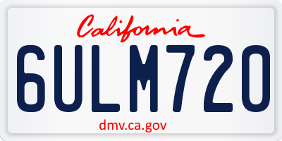 CA license plate 6ULM720