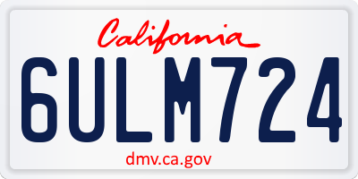 CA license plate 6ULM724