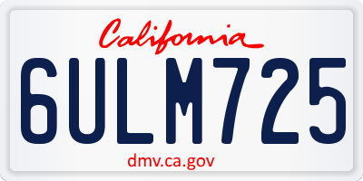 CA license plate 6ULM725