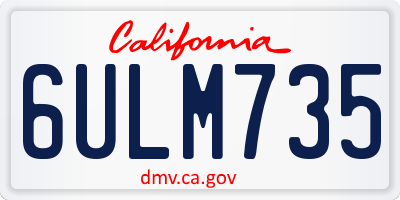 CA license plate 6ULM735