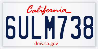CA license plate 6ULM738