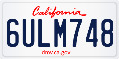 CA license plate 6ULM748