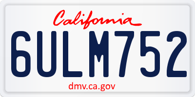 CA license plate 6ULM752