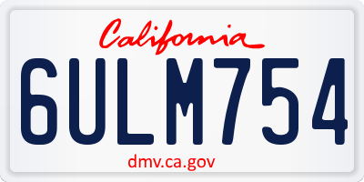 CA license plate 6ULM754